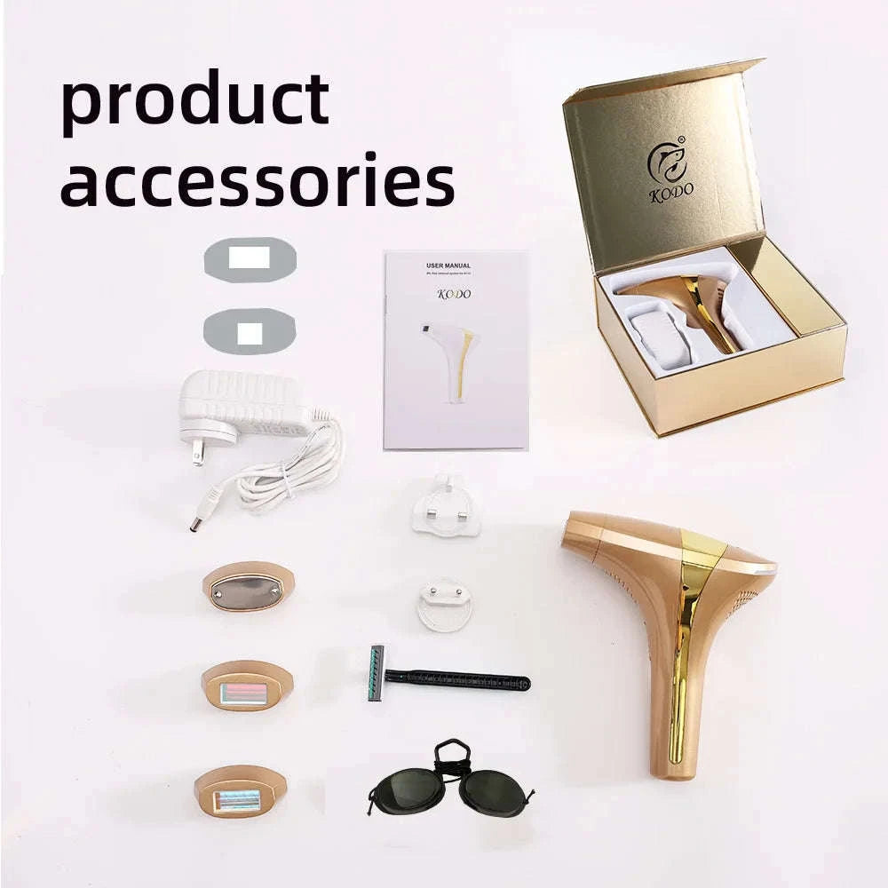 IPL Laser Hair Removal Device with Ice Cooling, 4-in-1 Face & Body-golden / JP / Mexico