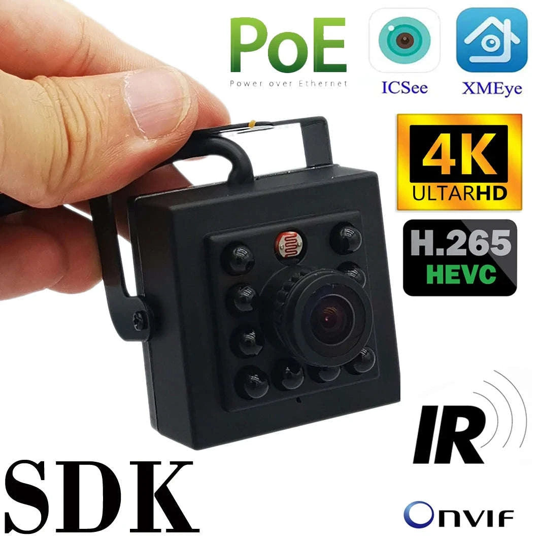IR LED Mini Audio PoE IP Camera with Infrared Night Vision-4K IMX415 POE / 6mm