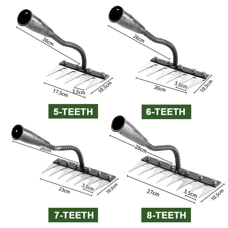 Iron Gardening Hoe Rake for Weeding and Soil Loosening-8 Teeth / CHINA