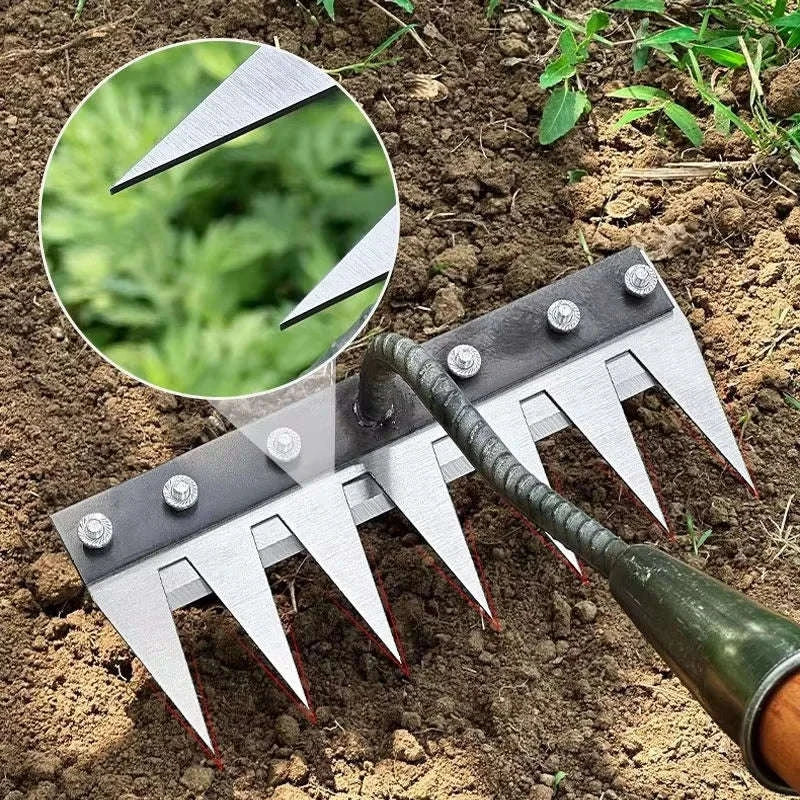 Iron Gardening Hoe Rake for Weeding and Soil Loosening-8 Teeth / CHINA