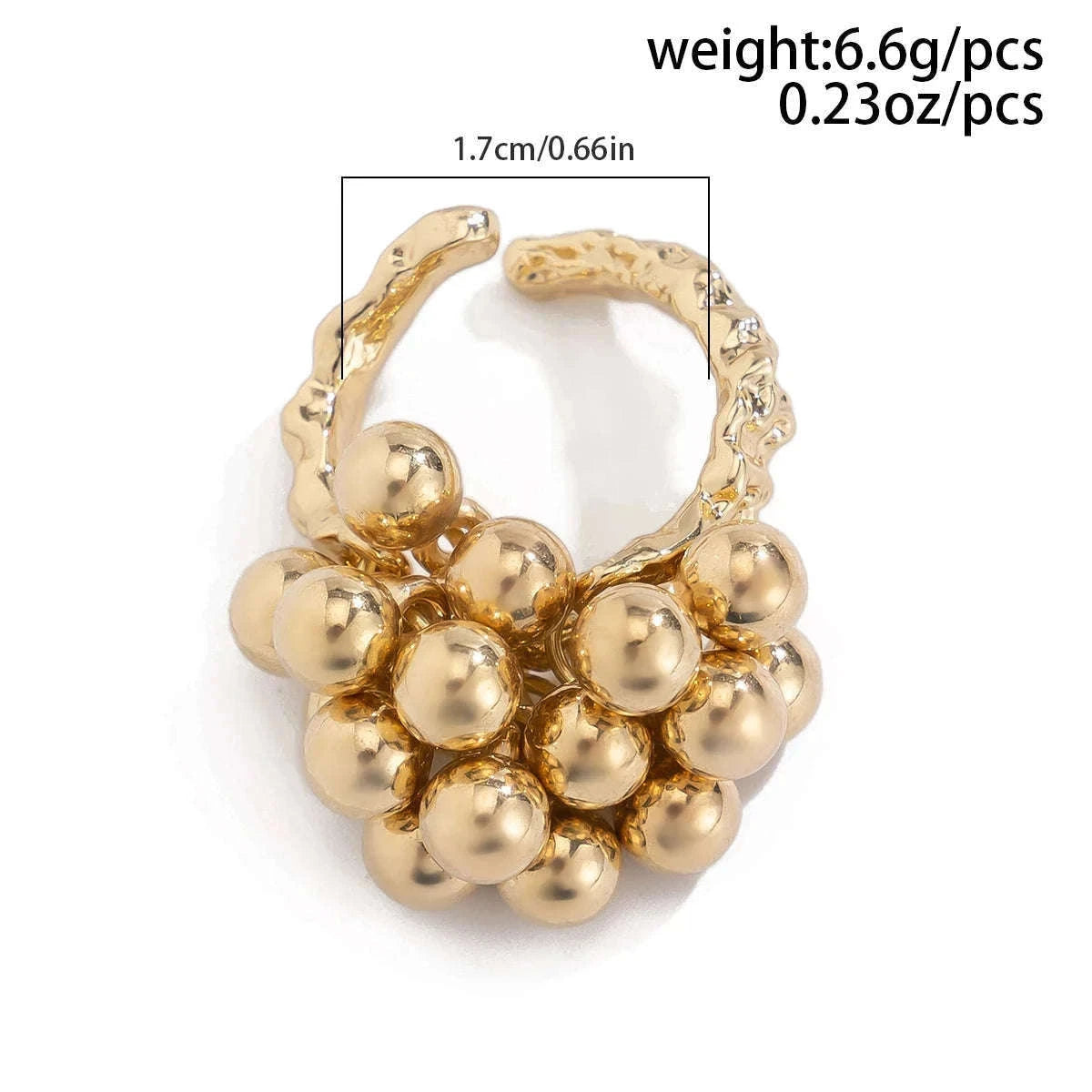 Irregular Metal Ball Ring with Adjustable Open Fit-Silver Color