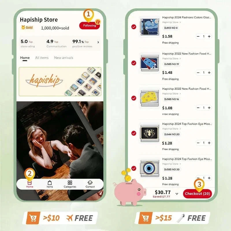 Italian Stainless Steel Charm Bracelet-B6 Silver / 17.5cm