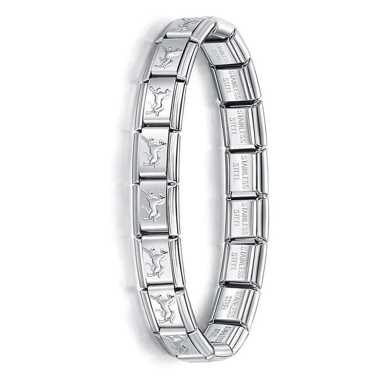 Italian Stainless Steel Charm Bracelet-B6 Silver / 17.5cm