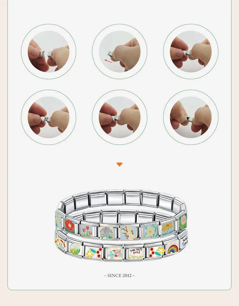 Italian Stainless Steel Charm Bracelet-B6 Silver / 17.5cm