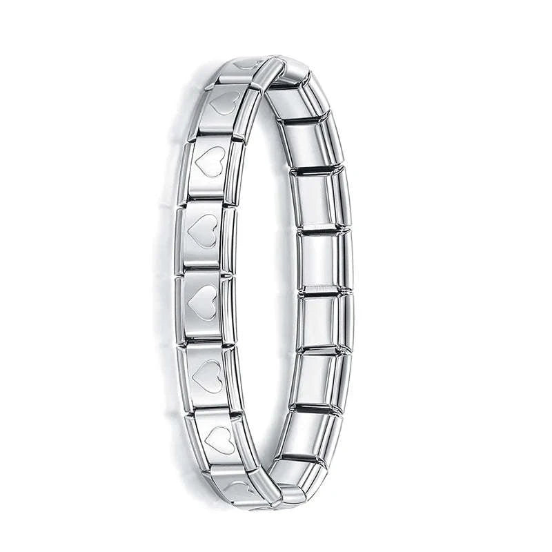 Italian Stainless Steel Charm Bracelet-B6 Silver / 17.5cm