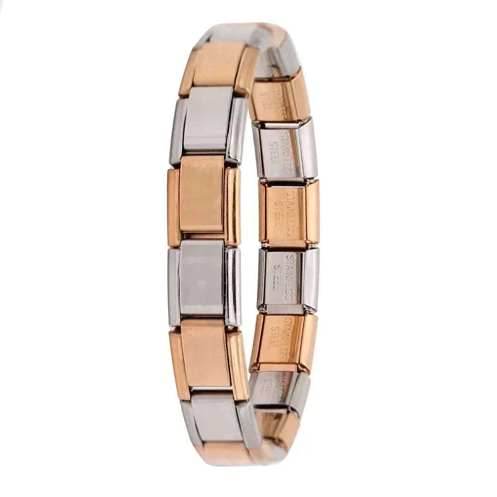 Italian Stainless Steel Charm Bracelet with Stretch Fit-B6 Silver / 17.5cm