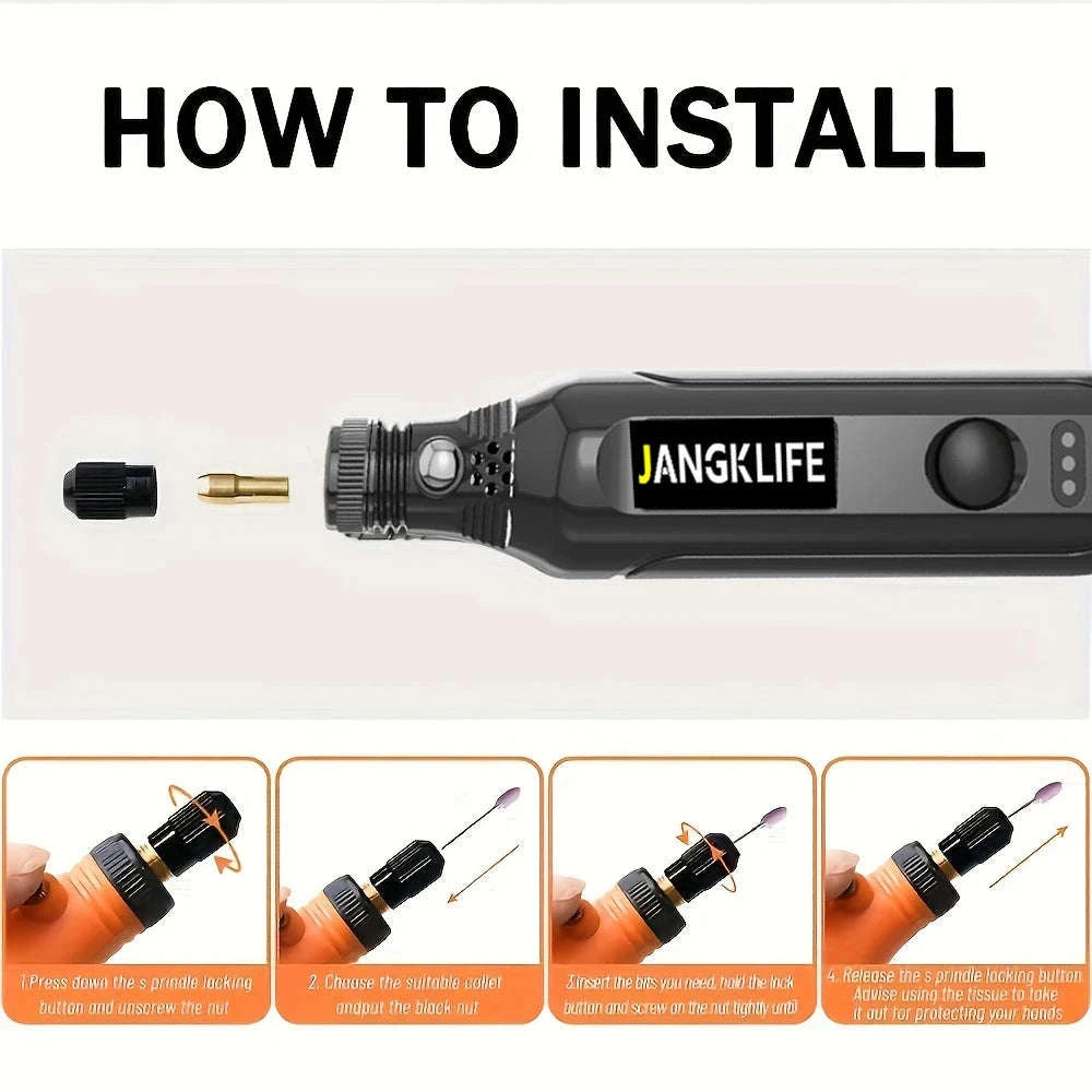 JANGKLIFE USB Cordless Rotary Tool Kit-Grey