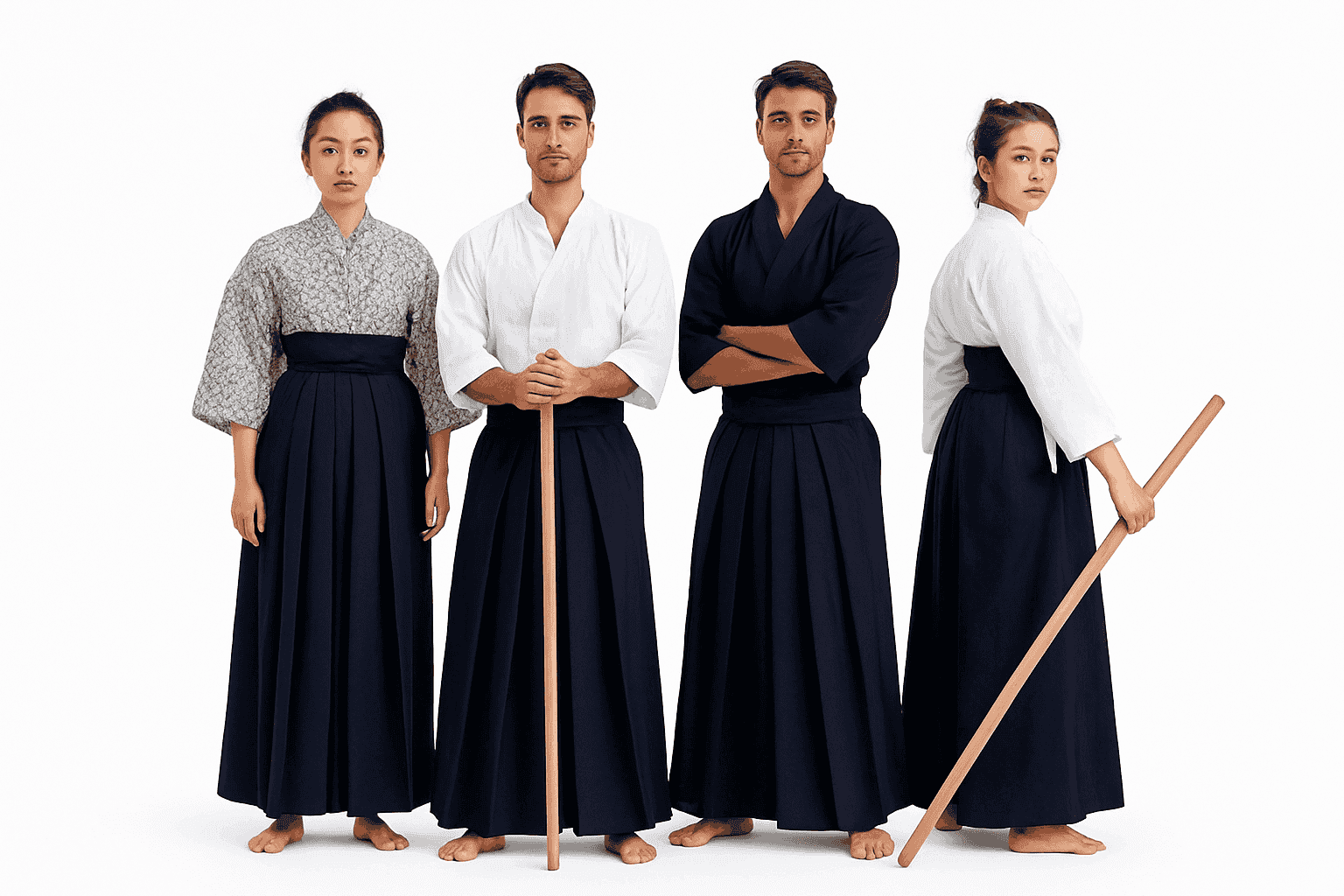 Japanese Martial Arts Uniform Set With Hakama for Kendo, Aikido & Iaido Practice-dark blue dark blue / 180