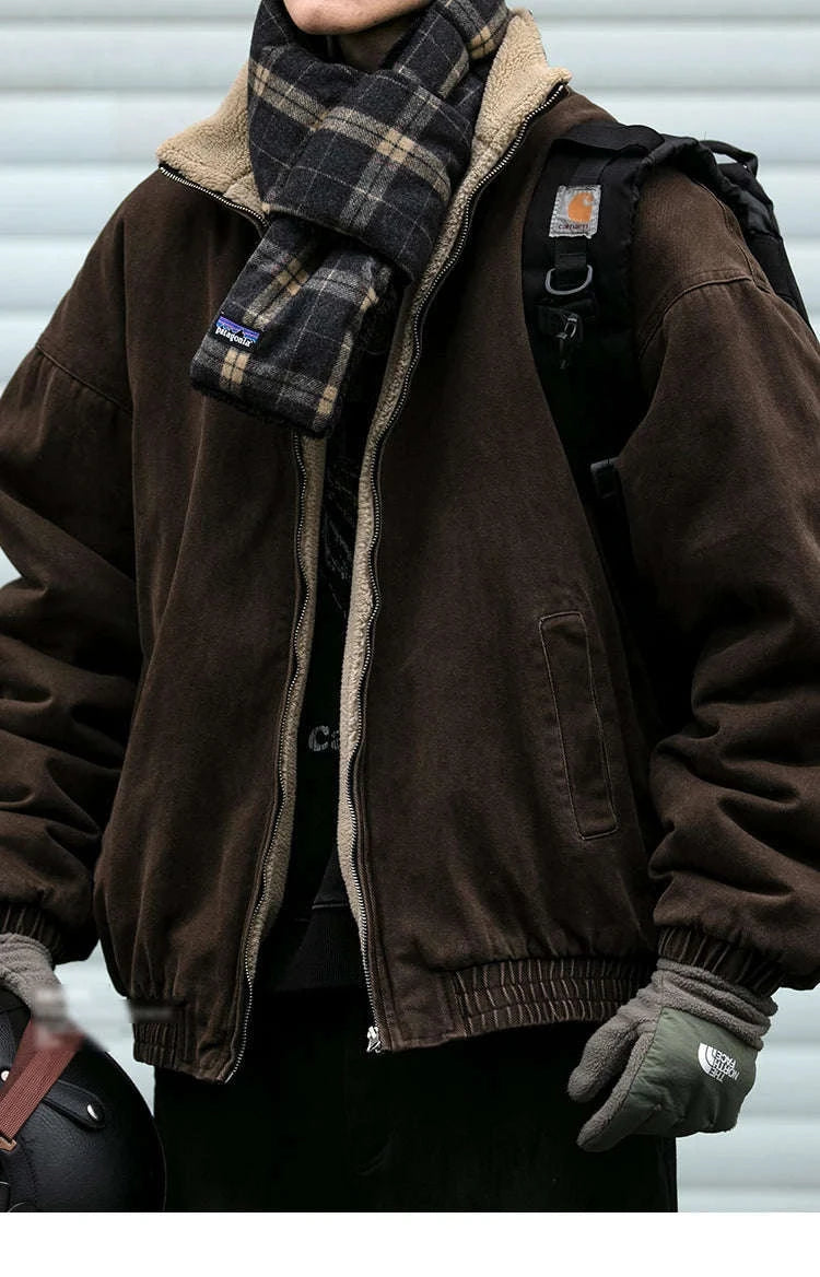 Japanese Vintage Polar Fleece Jacket for Men-Gray / M