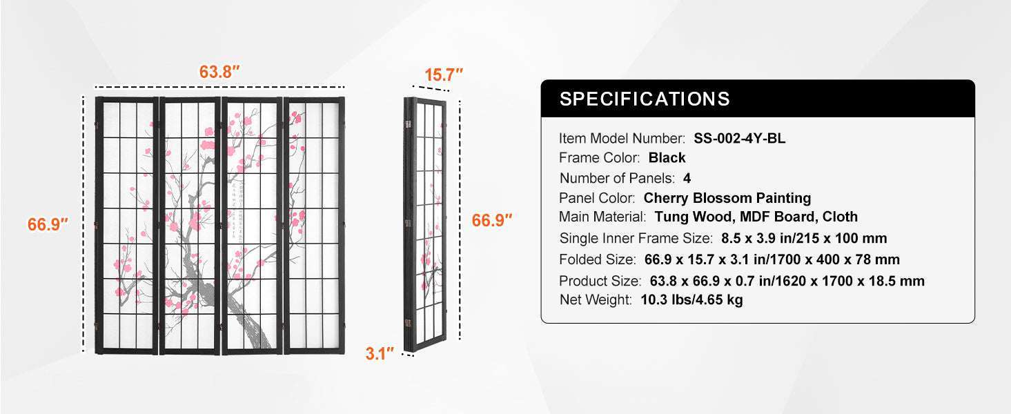 Japanese Wooden Folding Room Divider Privacy Screen Panels-3Panel Solid Color / United States