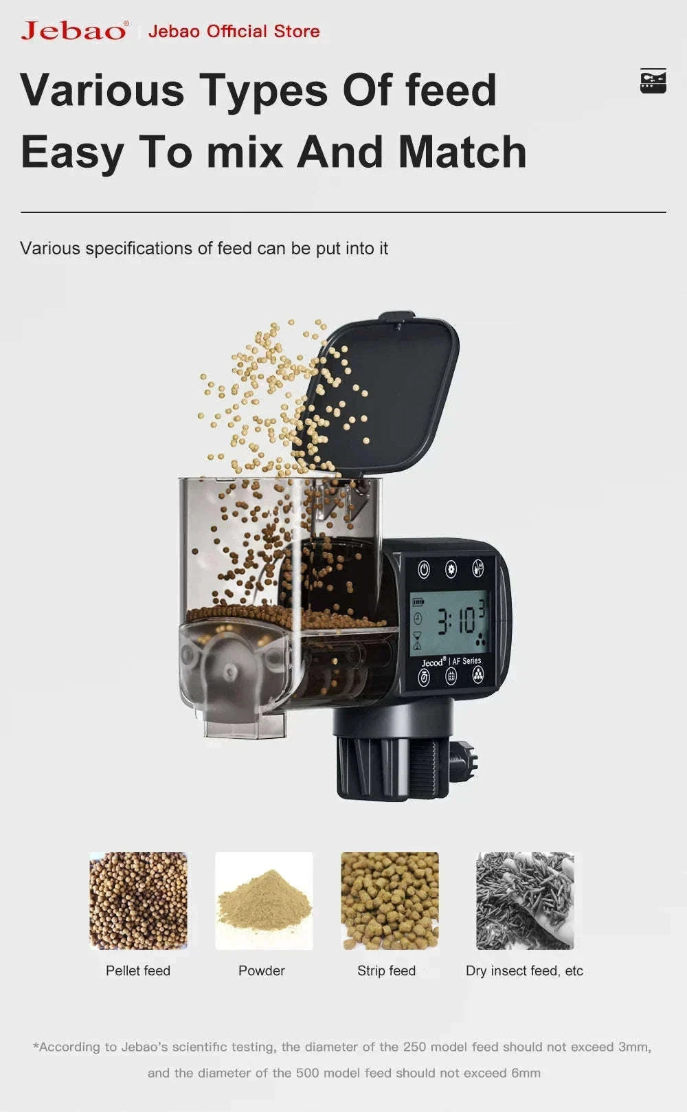 Jebao Automatic Aquarium Fish Feeder with WiFi Control-No Battery / AF-250