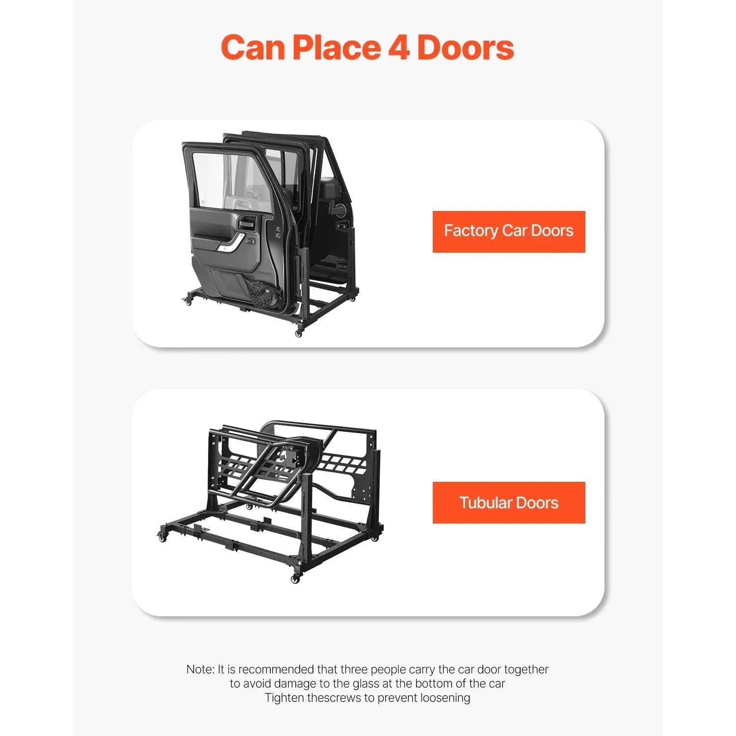 Jeep Door Storage Cart for Wrangler JK JL JKU Gladiator – 4 Door Rack-Grey / United States