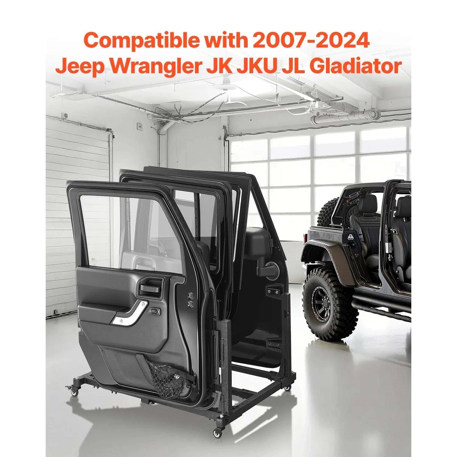 Jeep Door Storage Cart for Wrangler JK JL JKU Gladiator – 4 Door Rack-Grey / United States