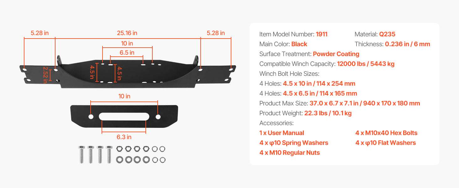 Jeep JL/JT Winch Mount Hitch Plate with Dual Mounting Options-12000 lbs / GERMANY