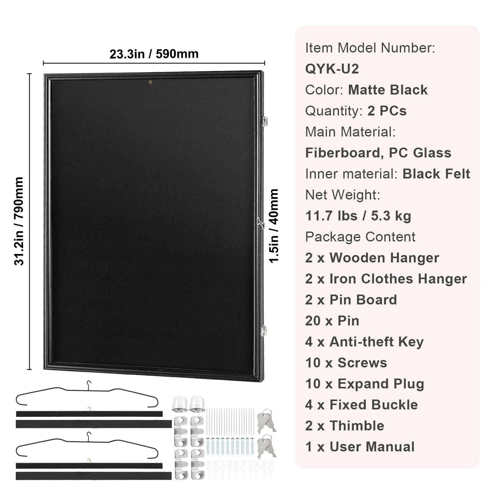 Jersey Display Frame Case Lockable Shadow Box with UV Protection-590x790x40 mm-1PC / Poland