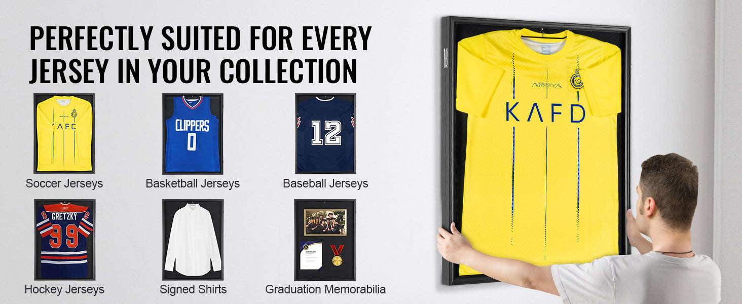 Jersey Display Frame Case Lockable Shadow Box with UV Protection-590x790x40 mm-1PC / Poland