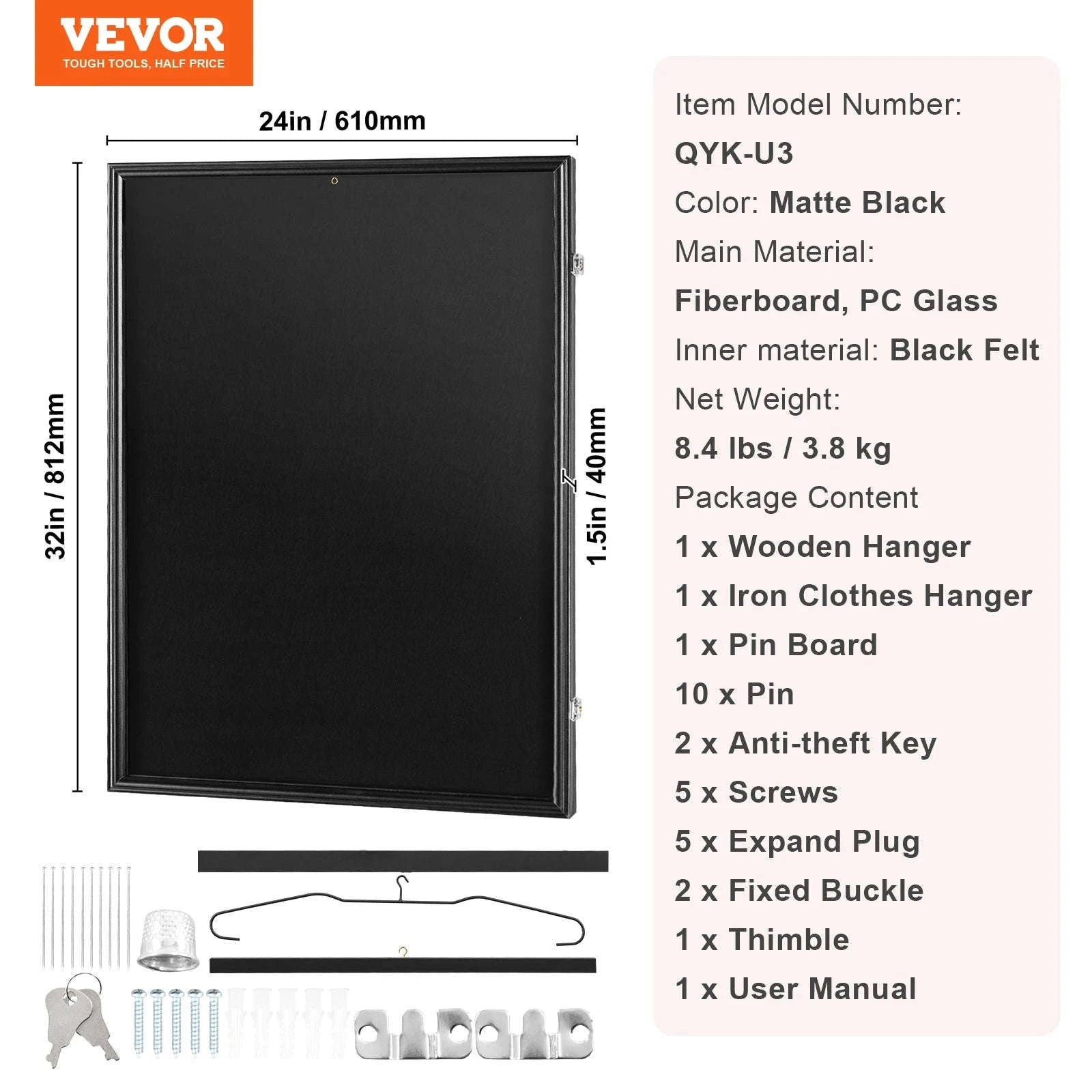 Jersey Display Frame Case with Lock and UV Protection-617x775x55 mm-1PC / United States