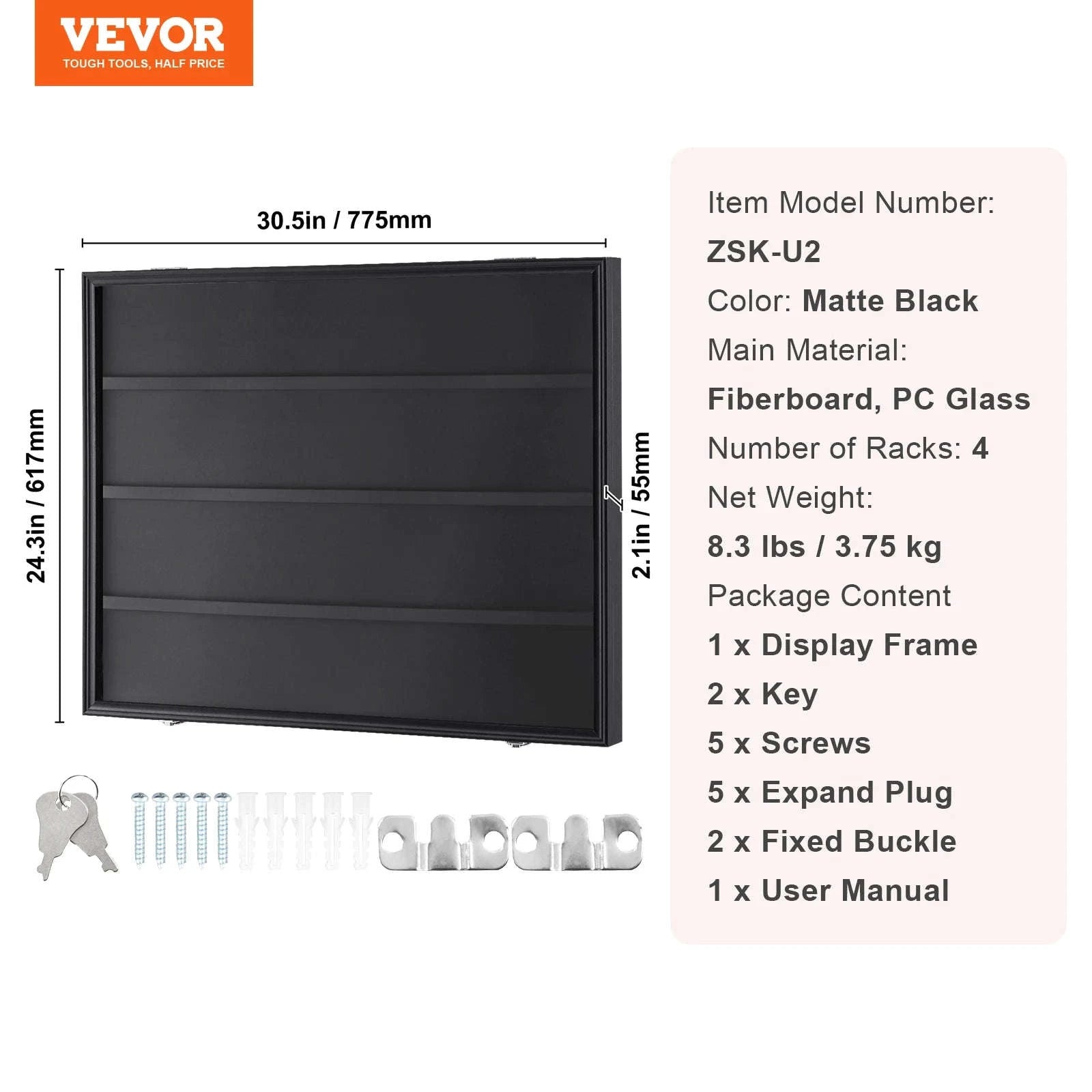 Jersey Display Frame Case with Lock and UV Protection-617x775x55 mm-1PC / United States