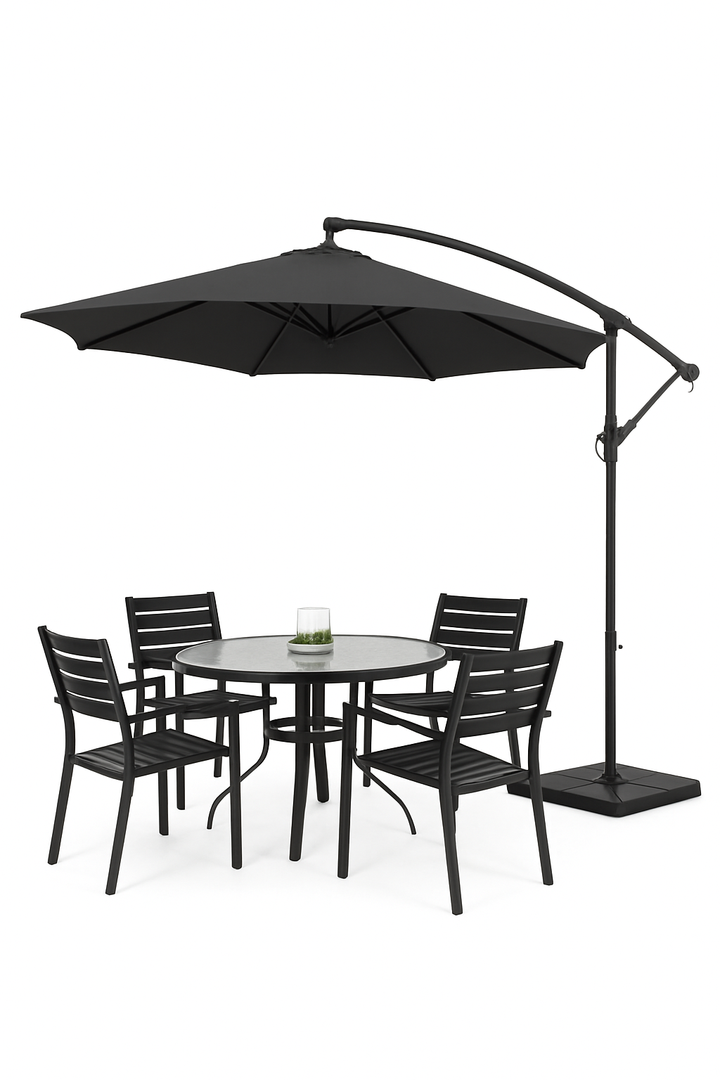 9.8FT Offset Patio Umbrella with Base & Tilt UV Protection Shade