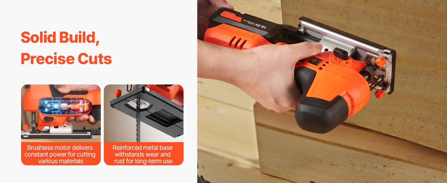 Cordless Jig Saw 3500 SPM with Variable Speeds & Orbital Settings