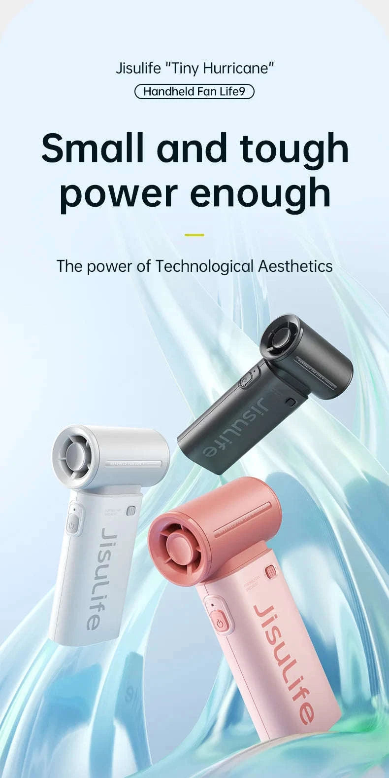 JISULIFE Handheld Turbo Fan 5 Speeds, 5000mAh Rechargeable-Pink 3600mAh / China Mainland