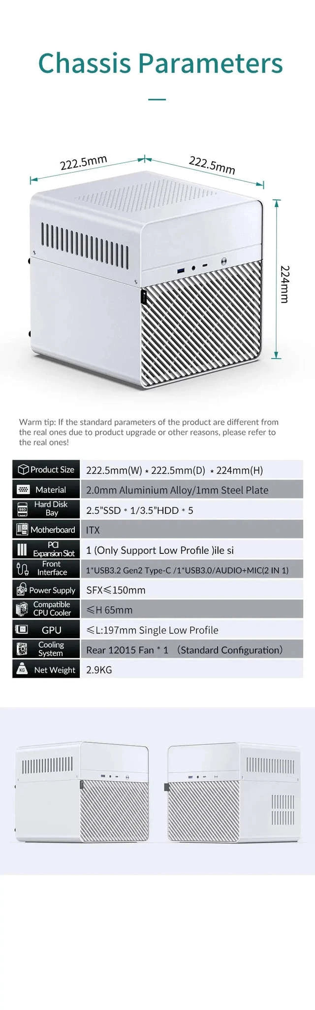 JONSBO N2 Mini ITX NAS Case with 5 Hot-Swap Bays and SFX Support-White