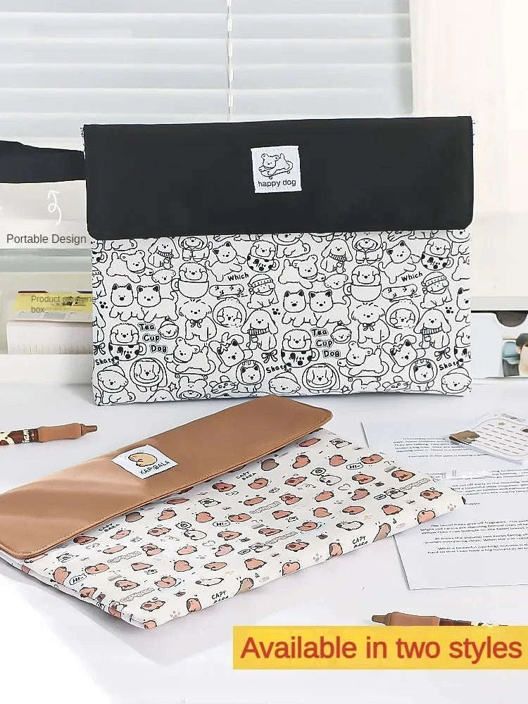 Kapibala Double-Layer File Bag – Large Capacity Stationery Organizer-Black