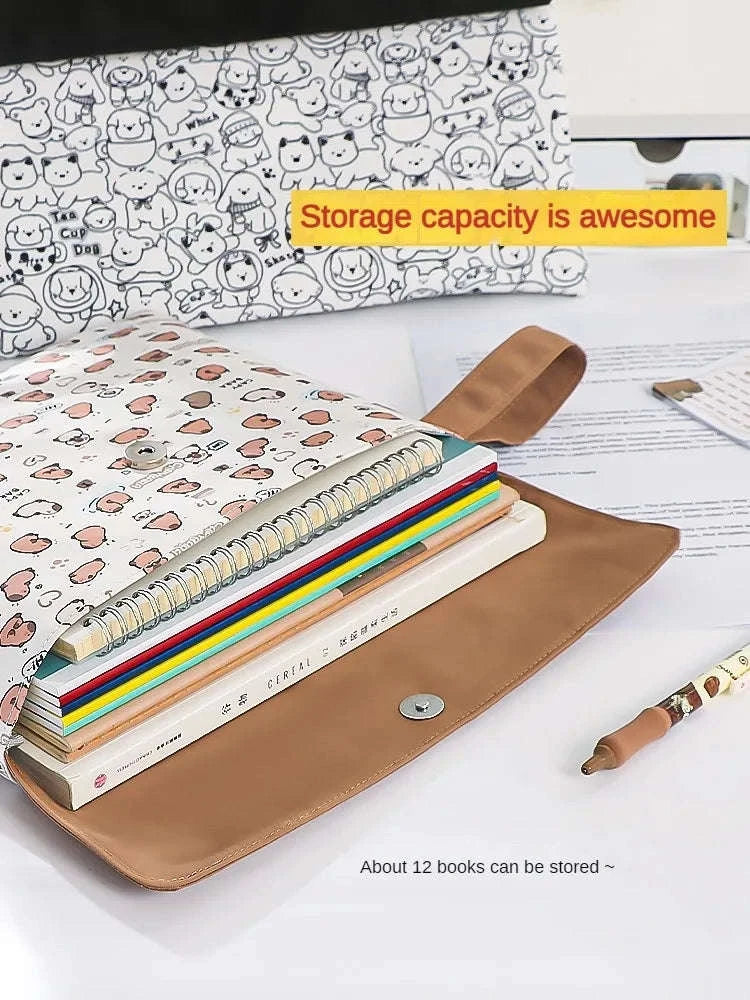 Kapibala Double-Layer File Bag – Large Capacity Stationery Organizer-Black