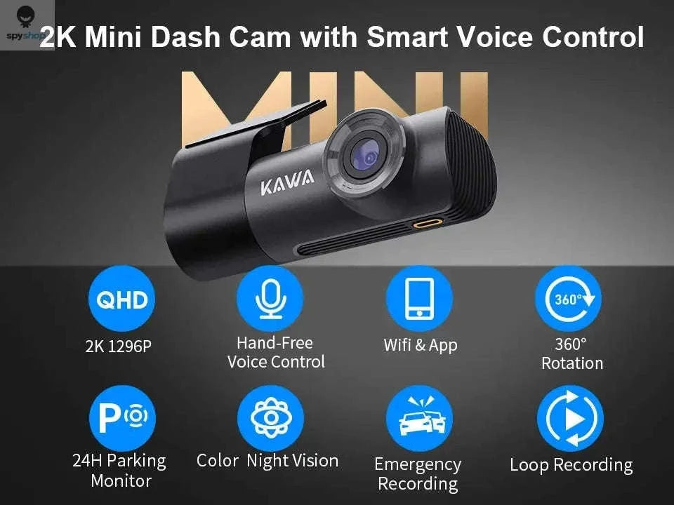 KAWA D5 2K Dash Camera with Night Vision and Wi‑Fi Control-D5-No Voice Control / 32G