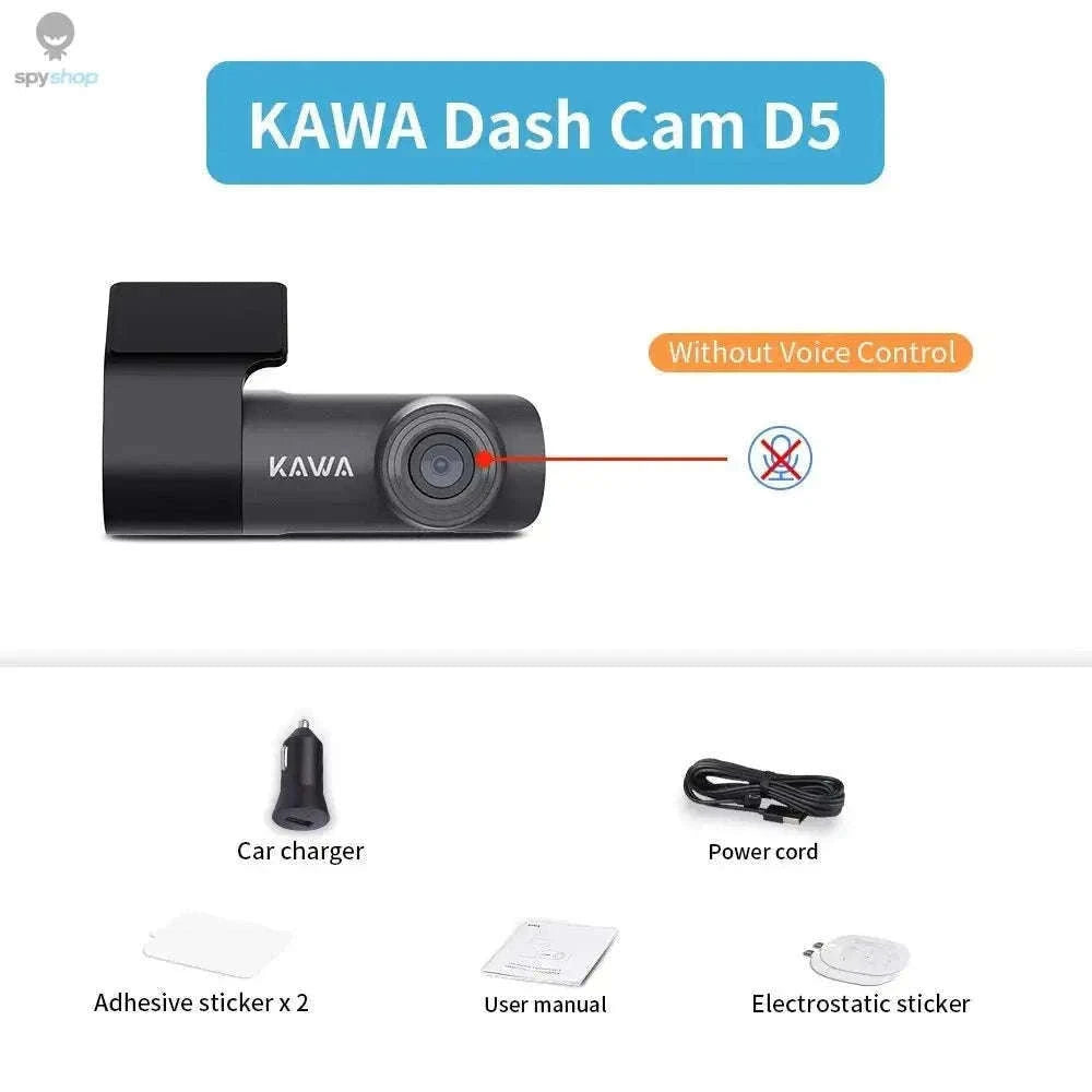 KAWA D5 2K Dash Camera with Night Vision and Wi‑Fi Control-D5-No Voice Control / 32G