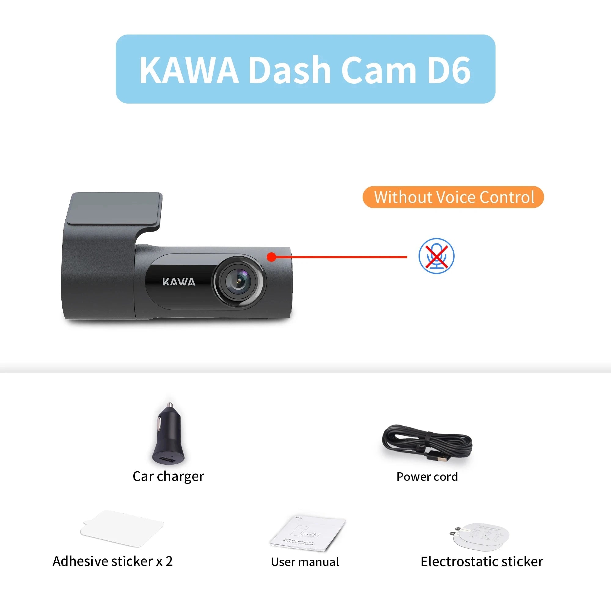 KAWA D6 2K Dash Cam with Voice Control and Night Vision-D6 Vocie Control / 32G