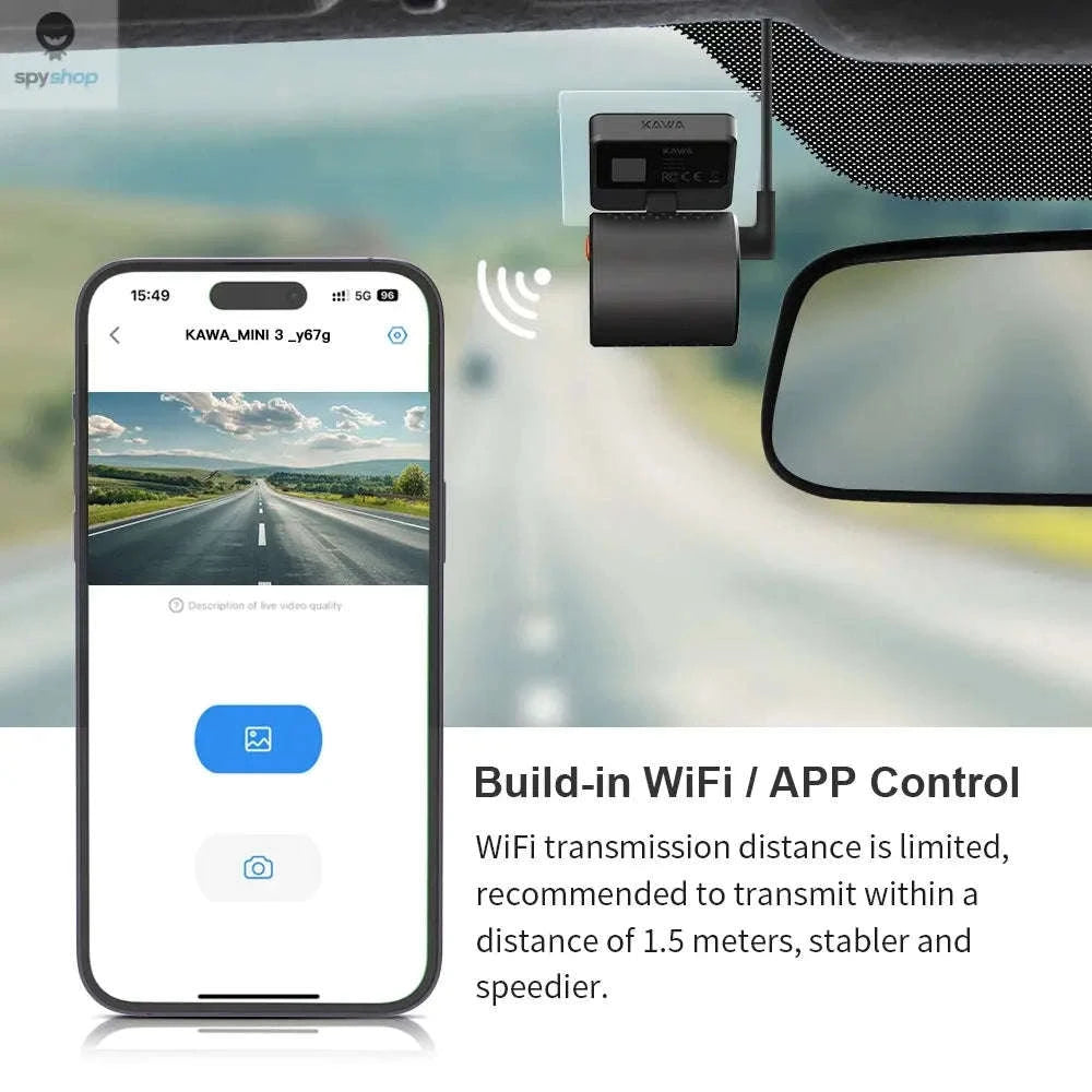 KAWA MINI 3 Dash Cam – 1296P QHD, Ultra-Compact, WiFi Voice Control-Voice Control / None