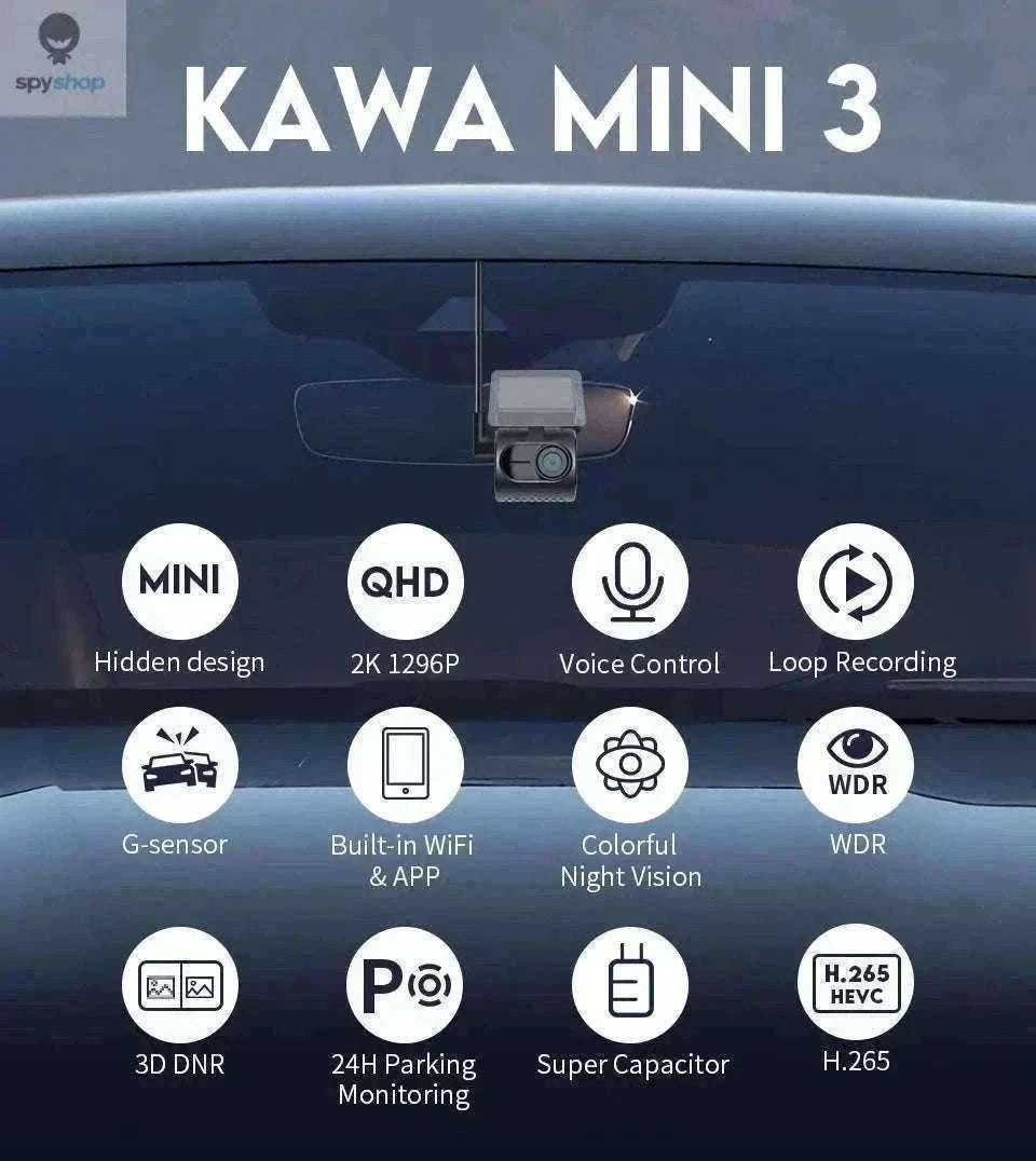 KAWA MINI 3 Dash Cam 1296P QHD, WiFi, Voice Control-Voice Control / None