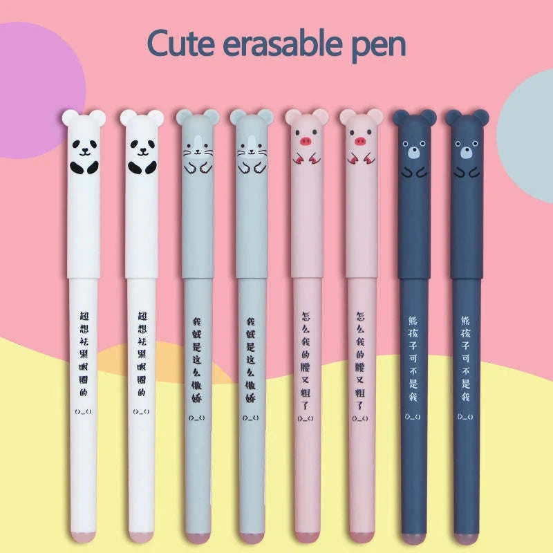 Kawaii Erasable Gel Pens Set 0.35mm – Cute & Functional Writing Set-Black 26 Pcs A