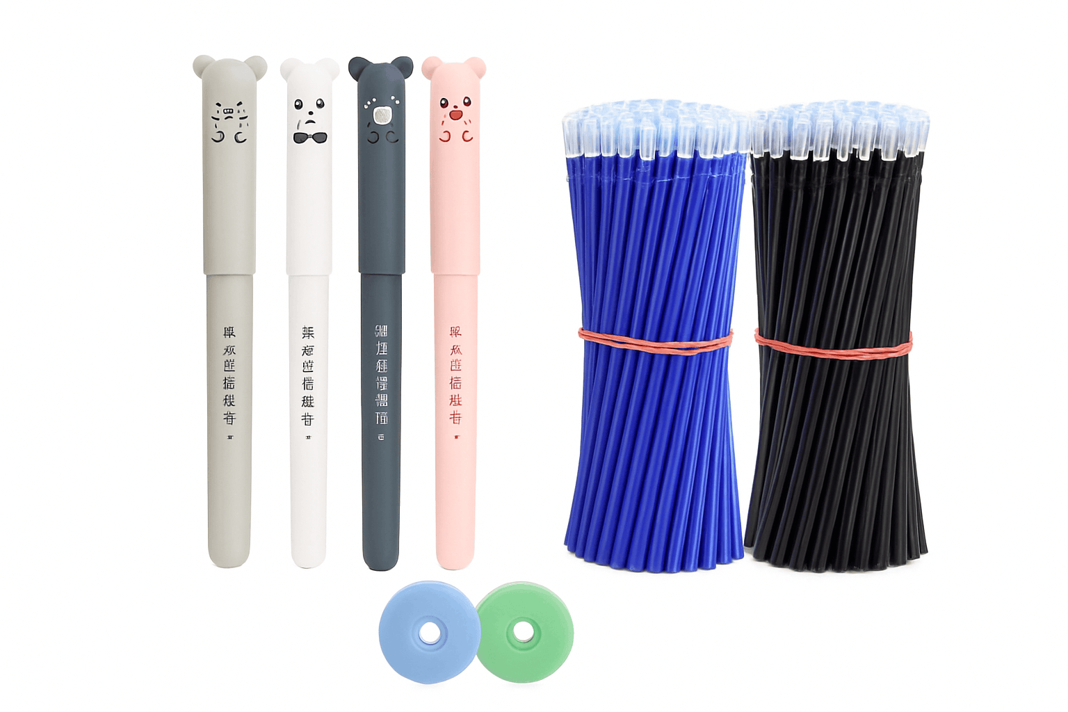 Kawaii Erasable Gel Pens Set with 0.35mm Fine Tip-Black 26 Pcs A