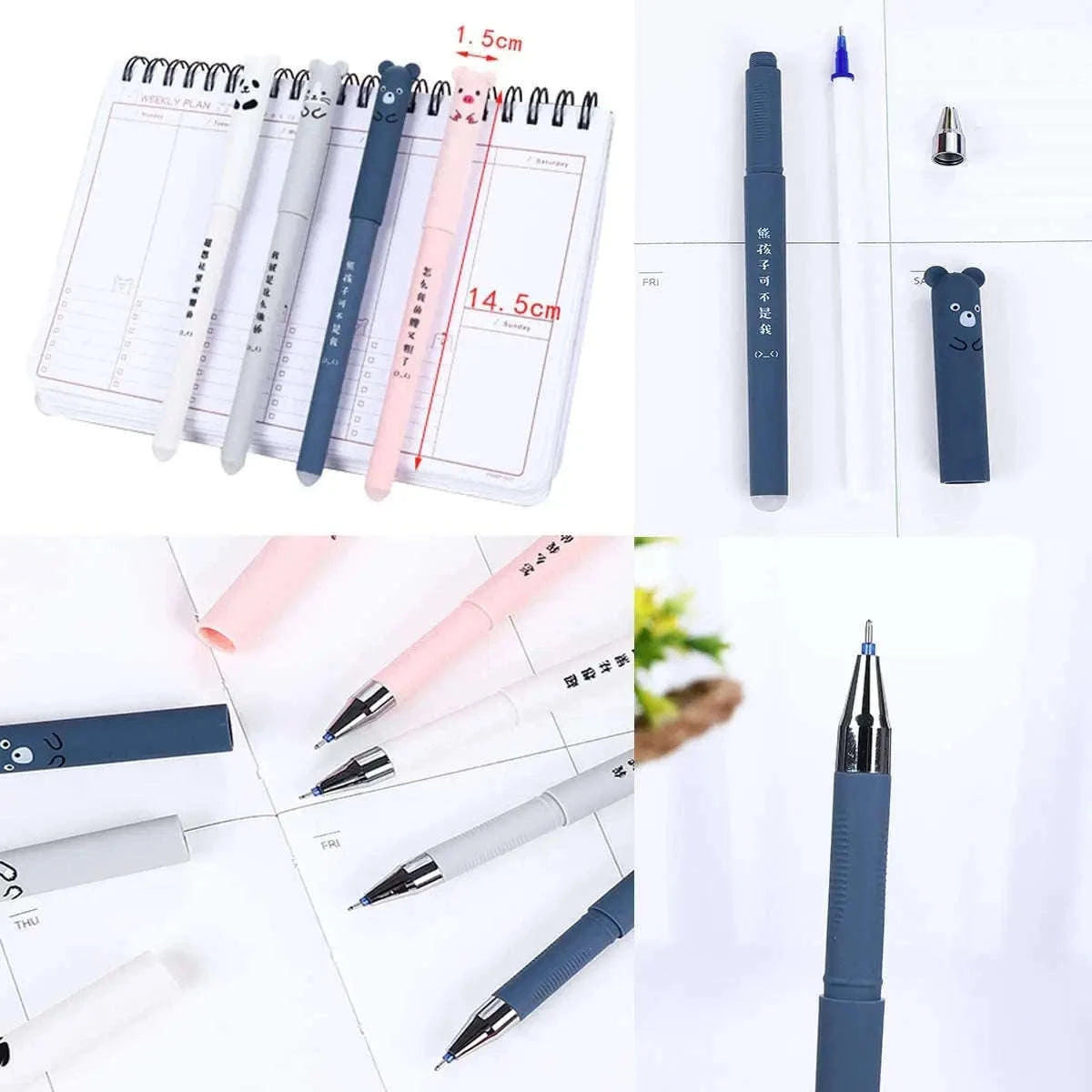 Kawaii Erasable Gel Pens Set with 0.35mm Fine Tip-Black 26 Pcs A
