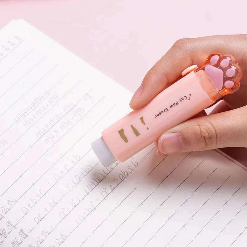 Kawaii Retractable Cat Eraser for Clean, Precise Corrections-WHITE