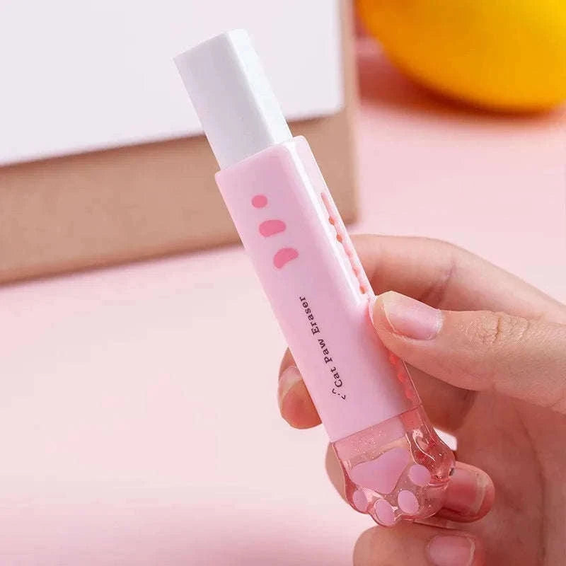 Kawaii Retractable Cat Eraser for Clean, Precise Corrections-WHITE