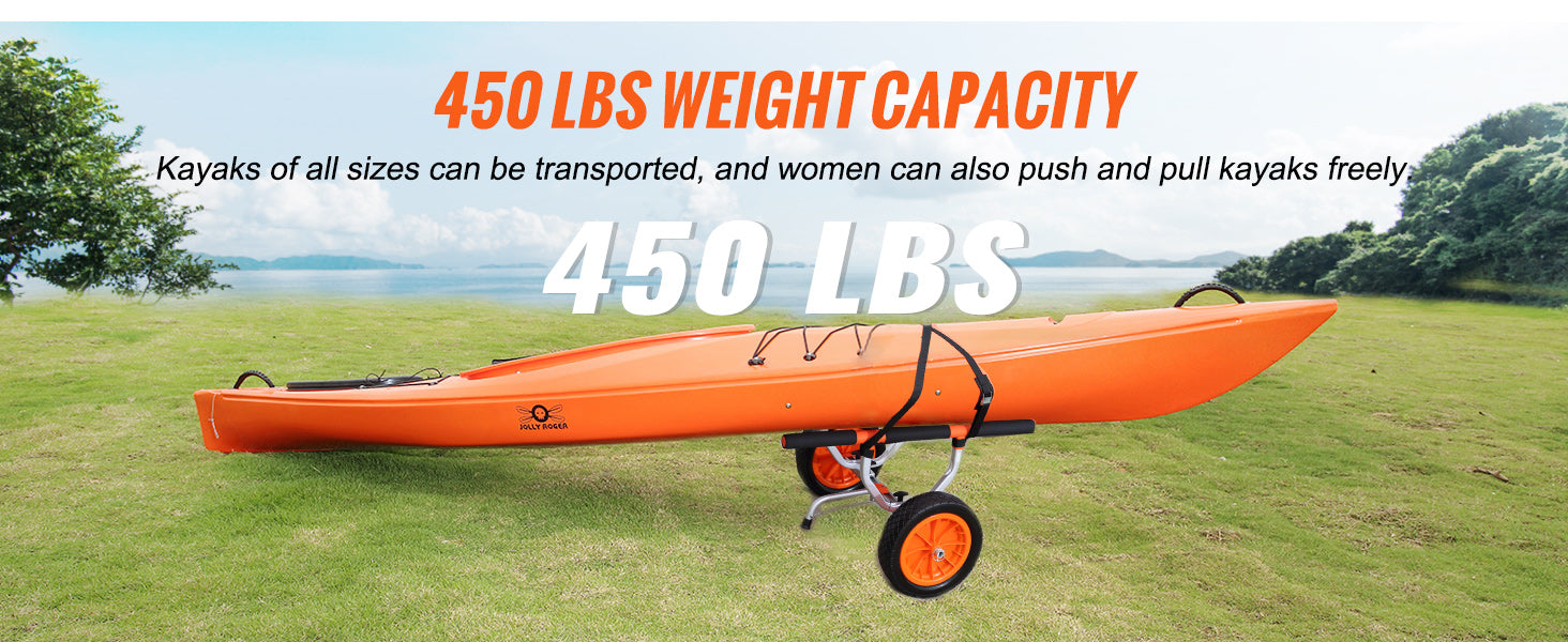 SucceBuy 280 lb Kayak prikolica kolica za kanu s otkopčavanjem, kolica s kotačima od 10" čvrstih guma i prilagodljiva širina za brodsku opremu