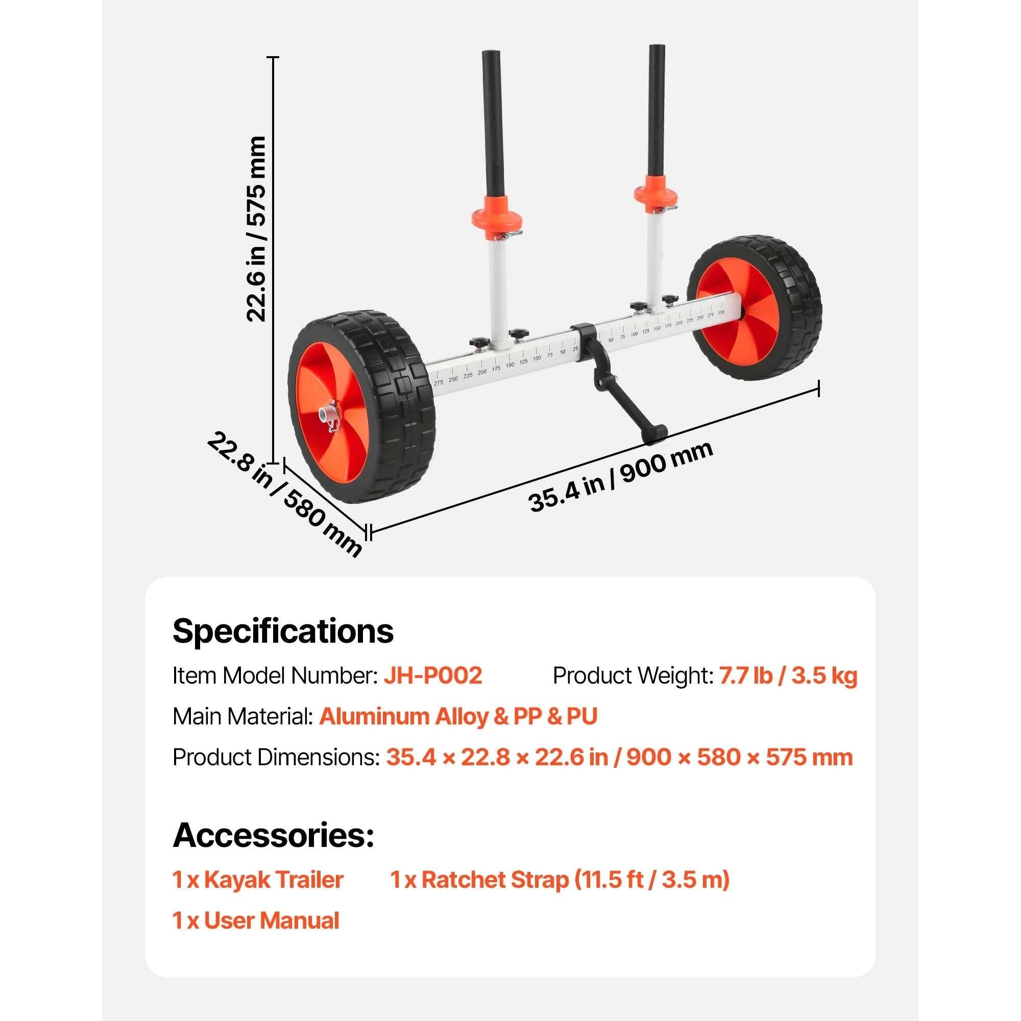 Kayak Cart Dolly 230 lbs with 10" Solid Tires for Easy Transport-230 lbs / United States