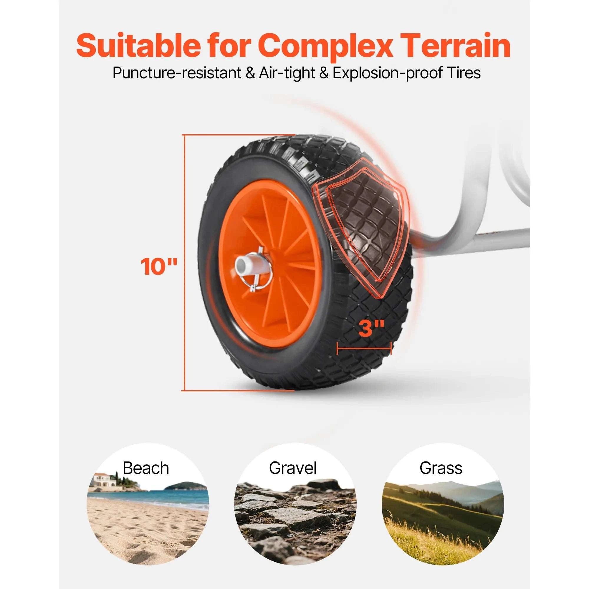 Kayak Cart with 10in Solid Tires & 150 lbs Capacity Trolley-150 lbs / United States