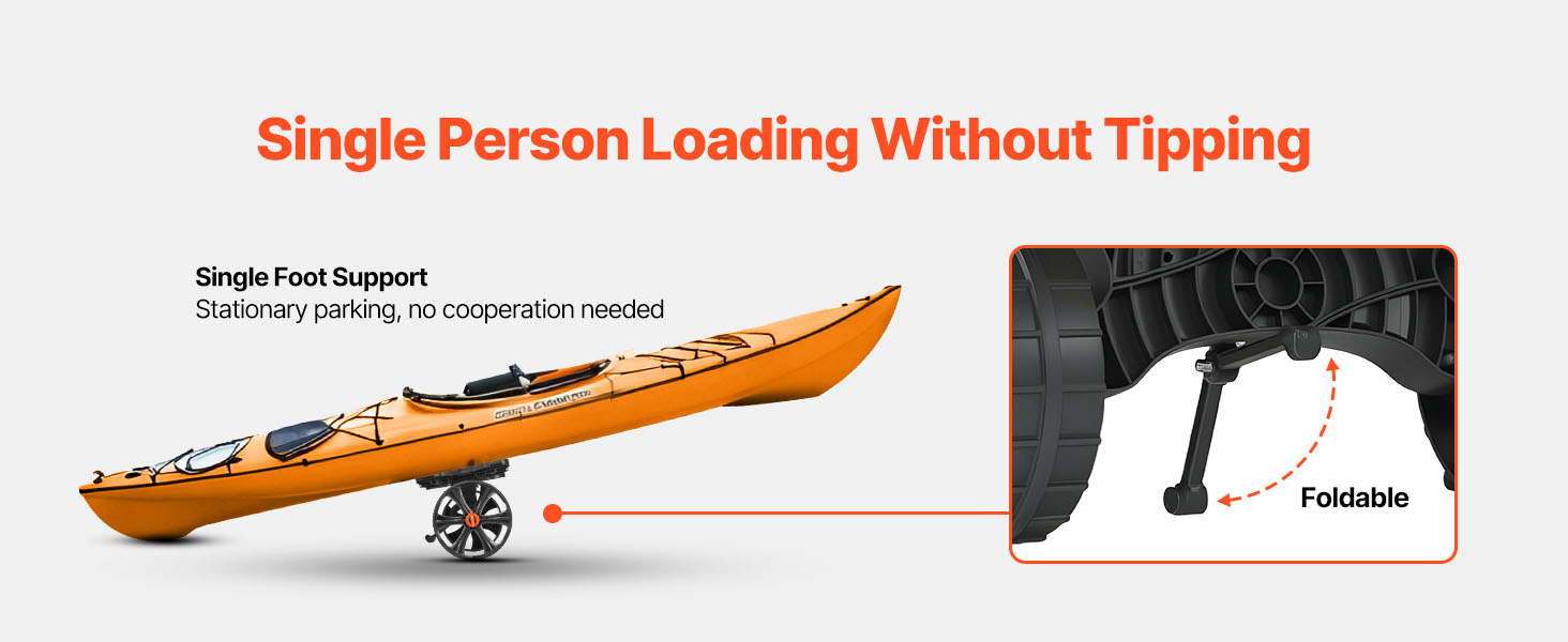 Foldable Kayak Cart with 10" Solid Tires & 300 lb Capacity
