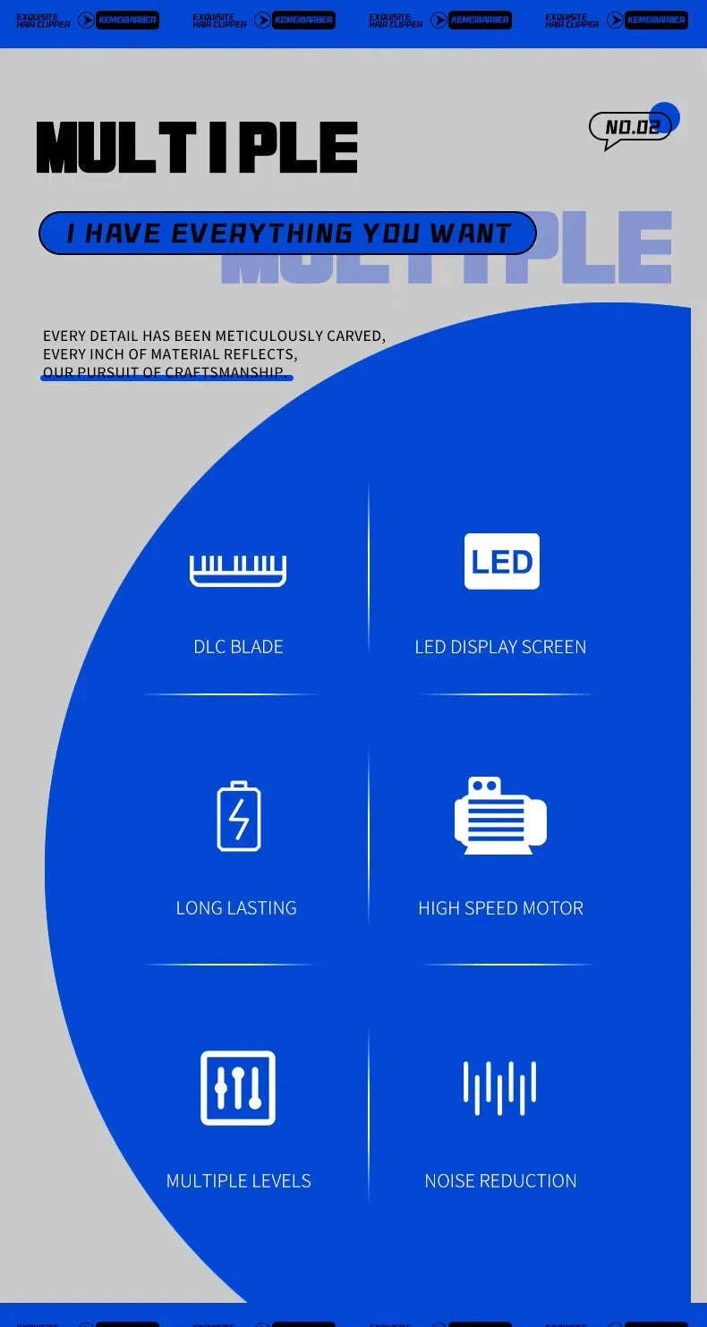 Kemei Barber Clippers Kit-264 black-No box