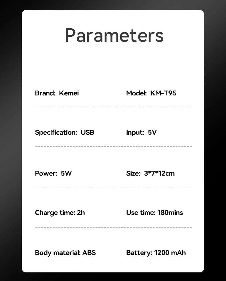 Kemei Barber Clippers Kit-264 black-No box