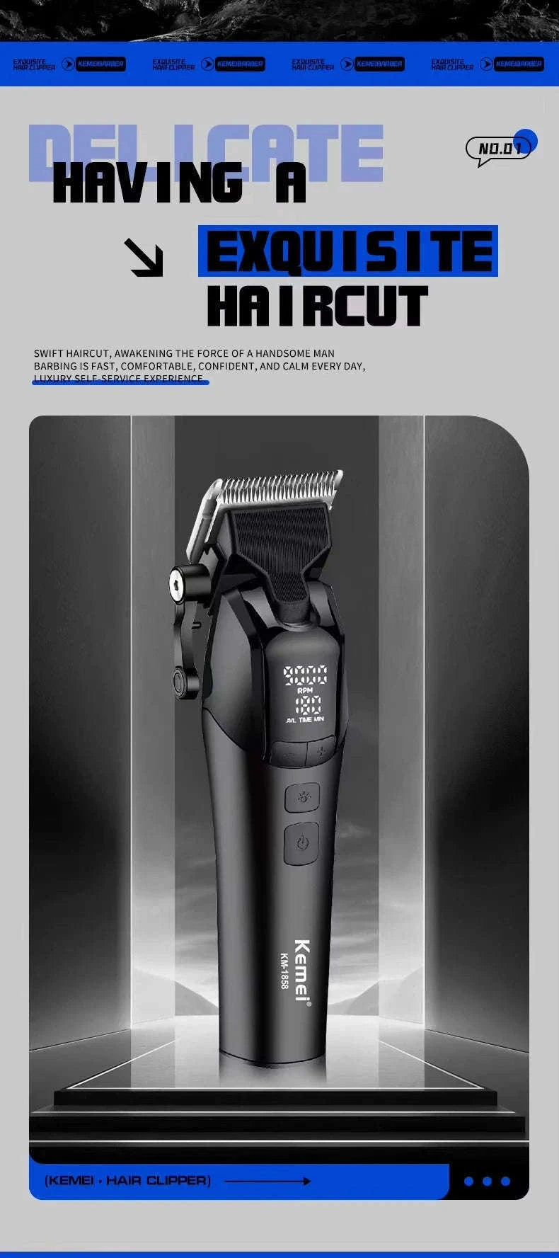 Kemei Barber Clippers Kit for Precise Home Grooming-1858-No box
