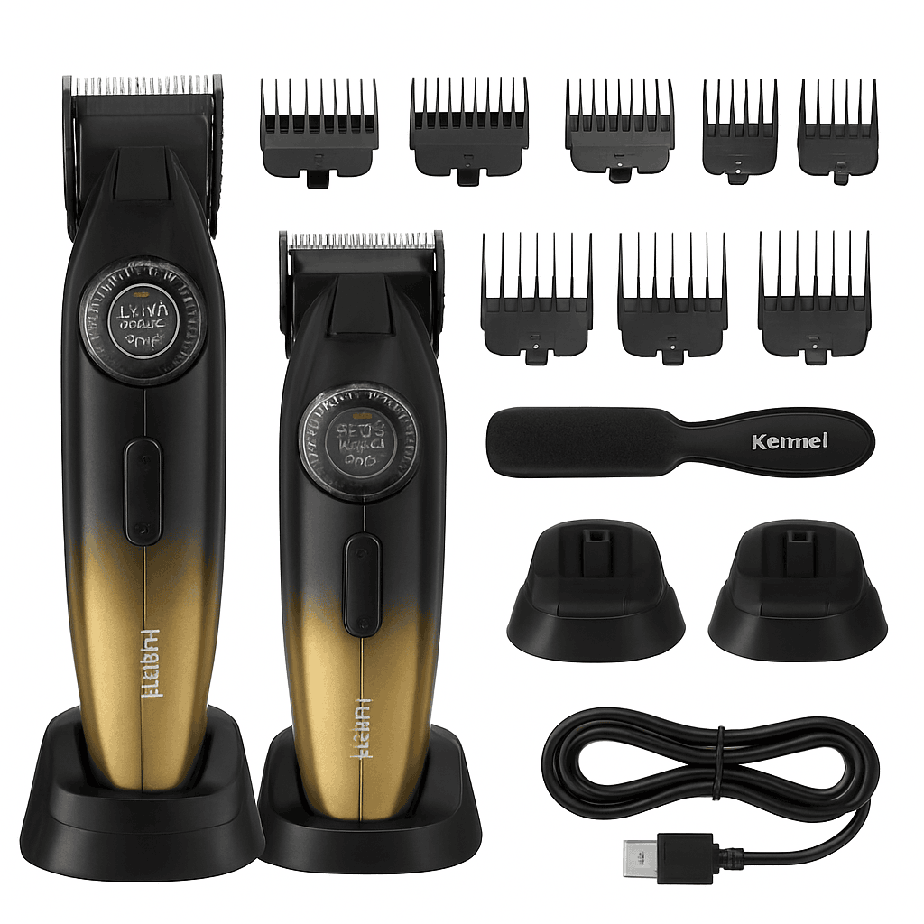 Kemei Professional Hair Clipper & Trimmer Set LCD Zero Gap-KM-18671868