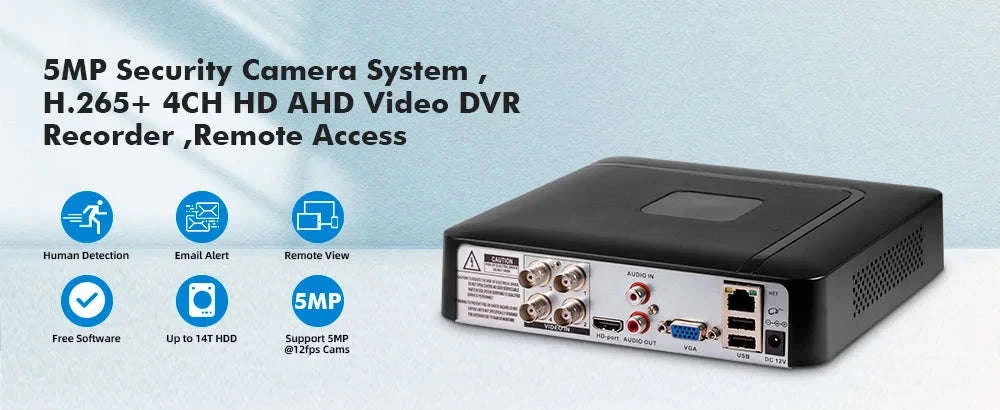 KERUI 4CH 5MP DVR Recorder with H.265 and 500G HDD-500g / US Plug / United States