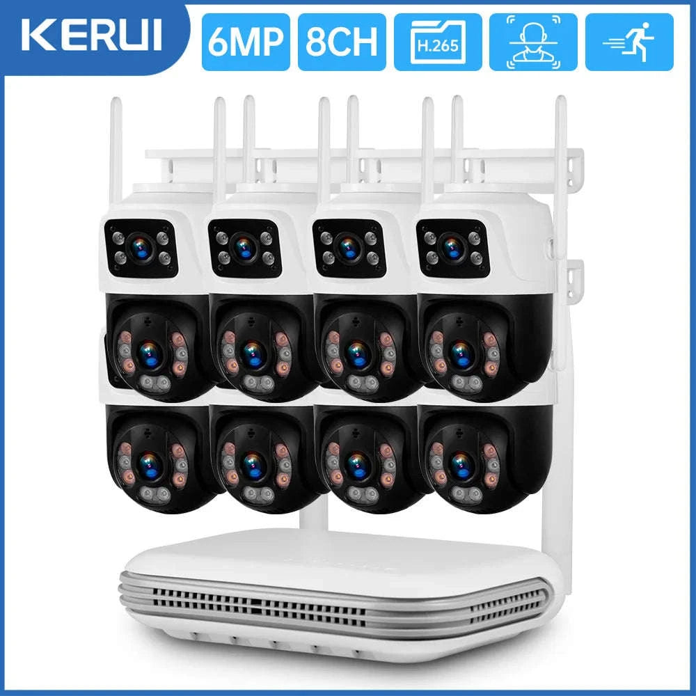 KERUI 8CH NVR Dual-Lens WiFi Security Camera System-NVR AND 4PCS CAM / United States / 500g