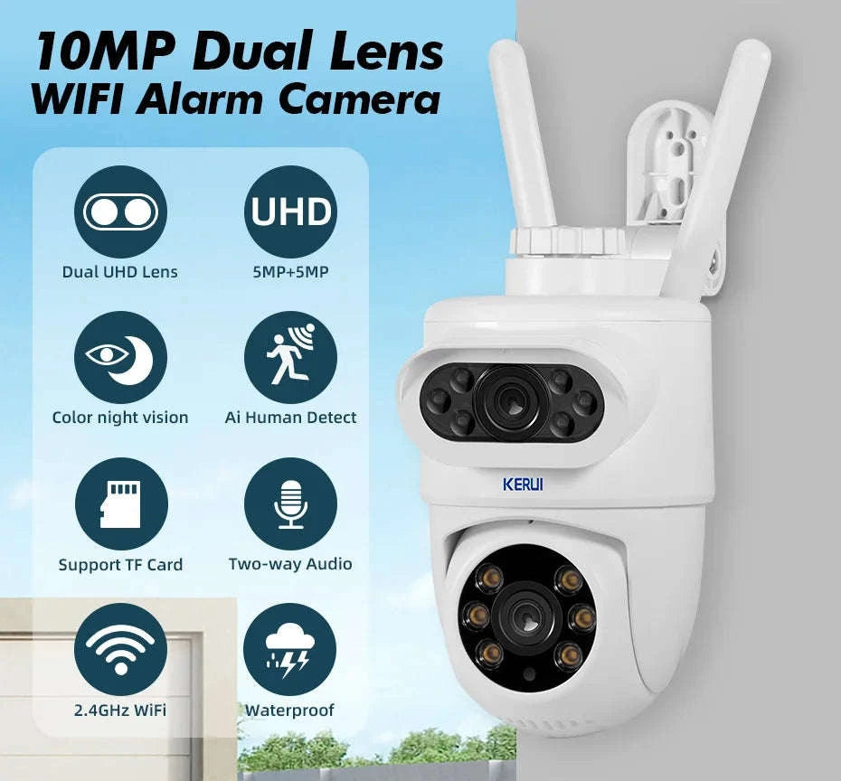 KERUI Outdoor IP Camera — 5K Dual Lens PTZ-5K With 32GB Card / EU Plug