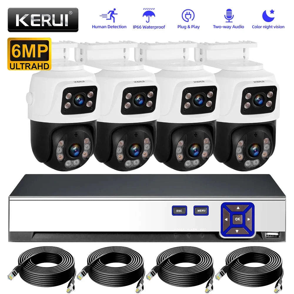 KERUI PoE 8-Channel Security Camera System with 6MP Dual Lens-None / United States